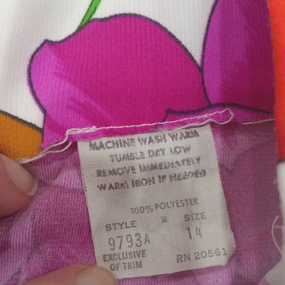 Vintage 1970s Swirl Inc Bright Summer Neon Floral Maxi Dress Large Retro Groovy - Picture 7 of 16